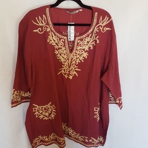 AYURVASTRAM Cotton Top Wine Color, Sz 3X